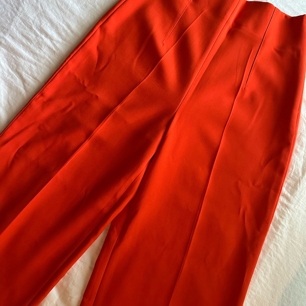 🍊 ZARA Wide-Leg High-Waisted Trousers in Fiery Orange (Size S)